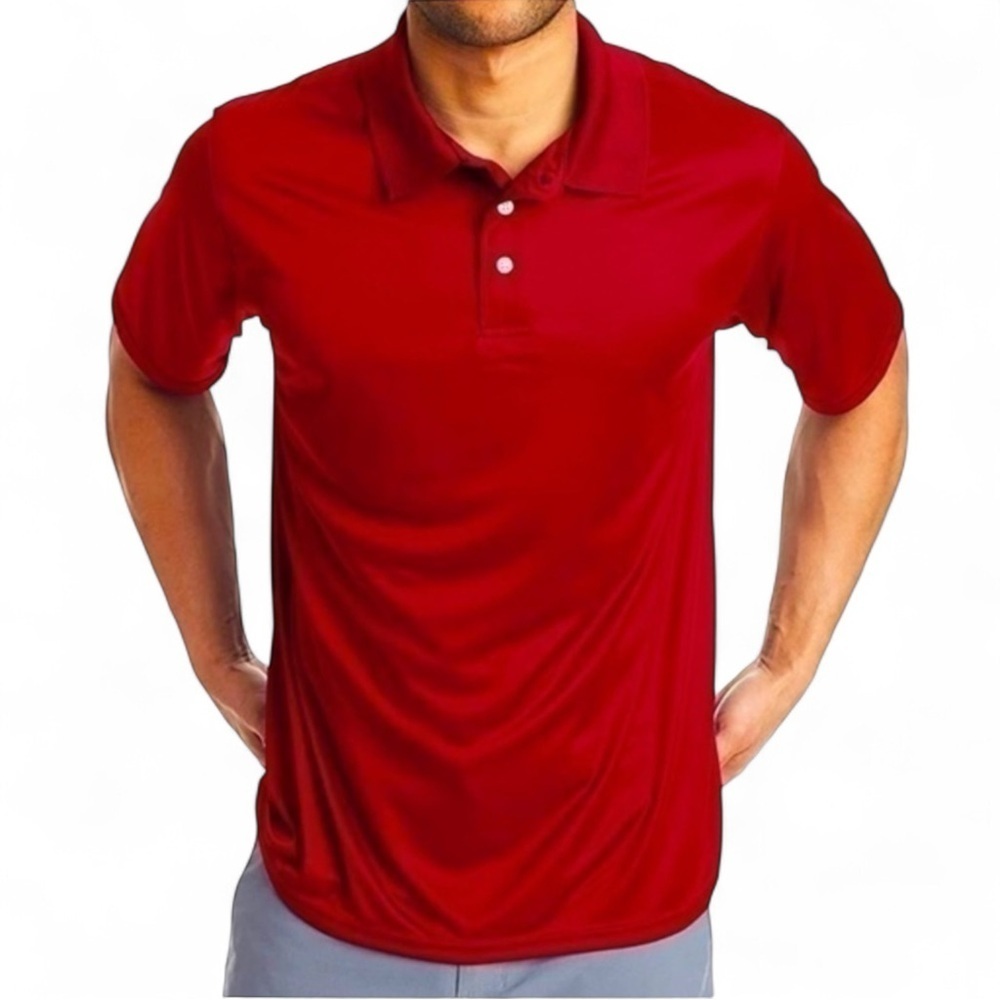 HANES Men’s Sport Cool DRI Moisture Wicking Red Polo Shirt - Size Small